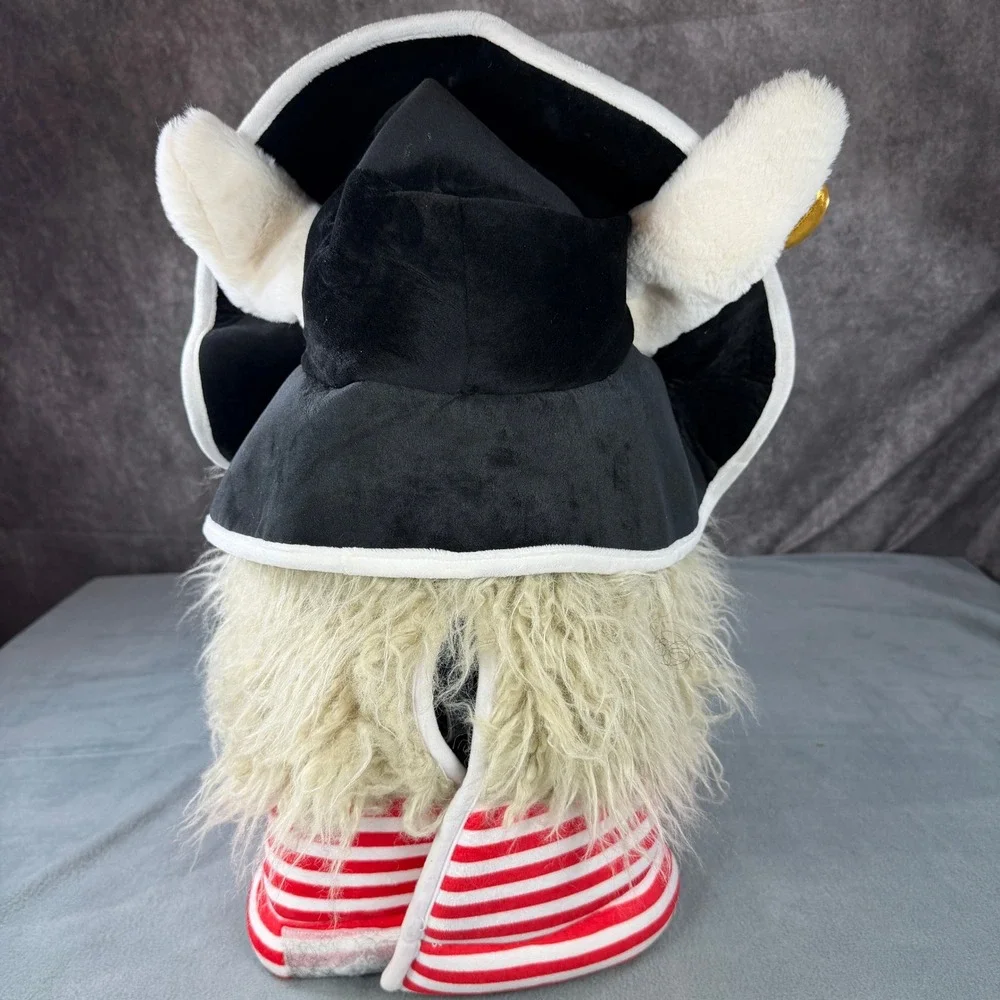 Pirate Llama Plush Mascot Head Costume White Faux Fur Hat Eyepatch WMHD2990-0518